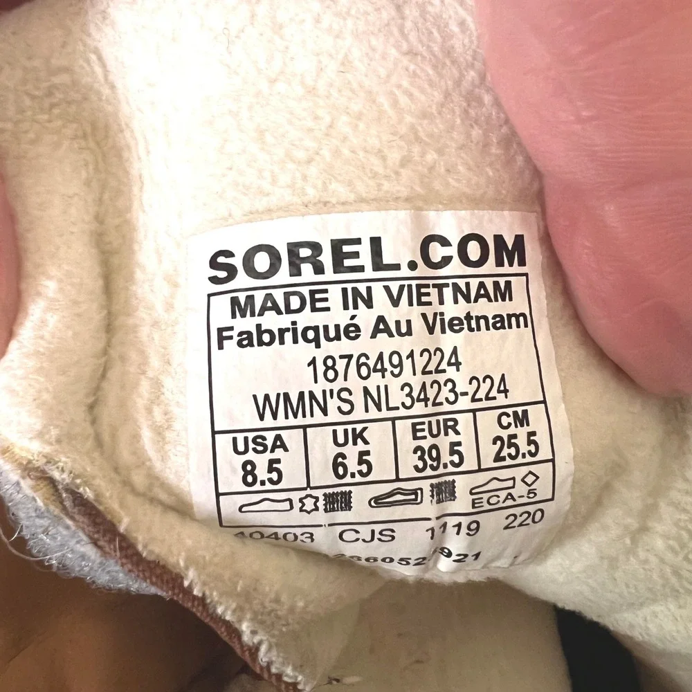 Sorel Explorer Joan Waterproof Suede Felt Winter Boots Tan Grey  Womens 8.5